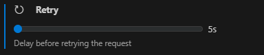 API requests retry setting delay slider