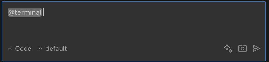 Terminal mention example showing terminal output being included in AI Cockpit Reasoning's context