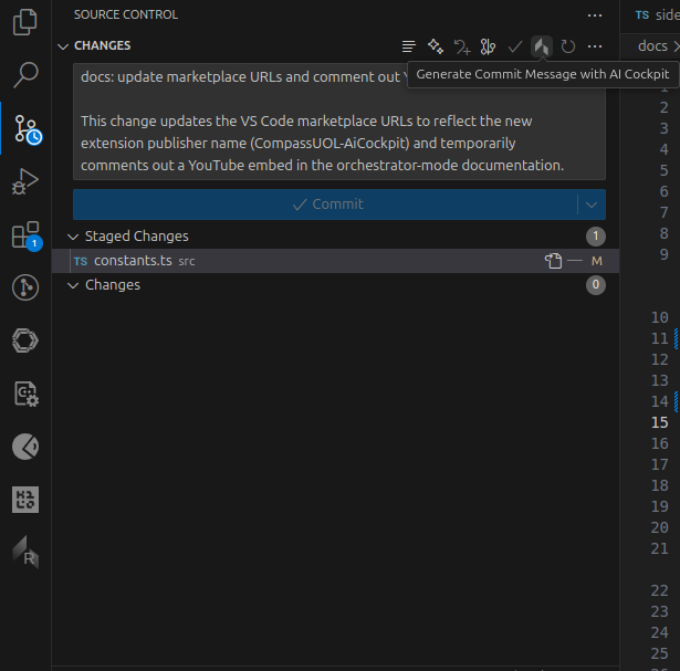 Generated commit message example