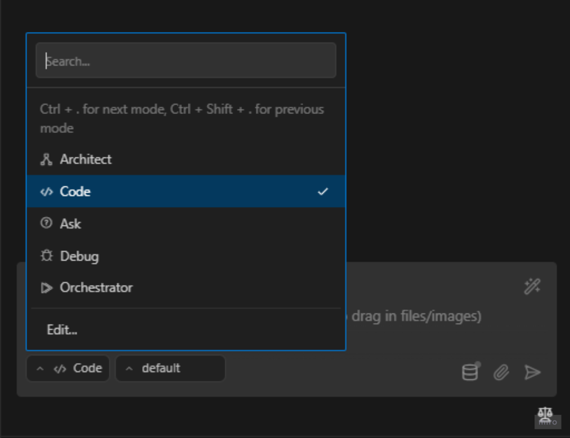 Using the dropdown menu to switch modes