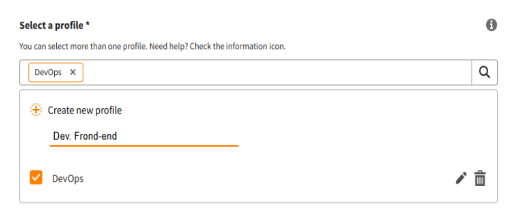 Select a Profile Field – Create Setup Screen