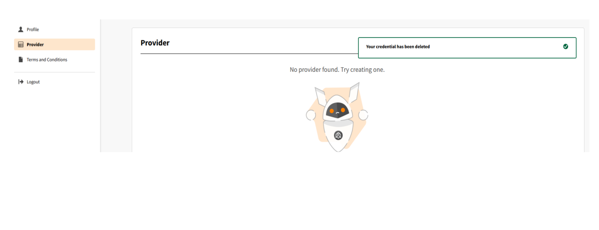 Provider deleted successfully