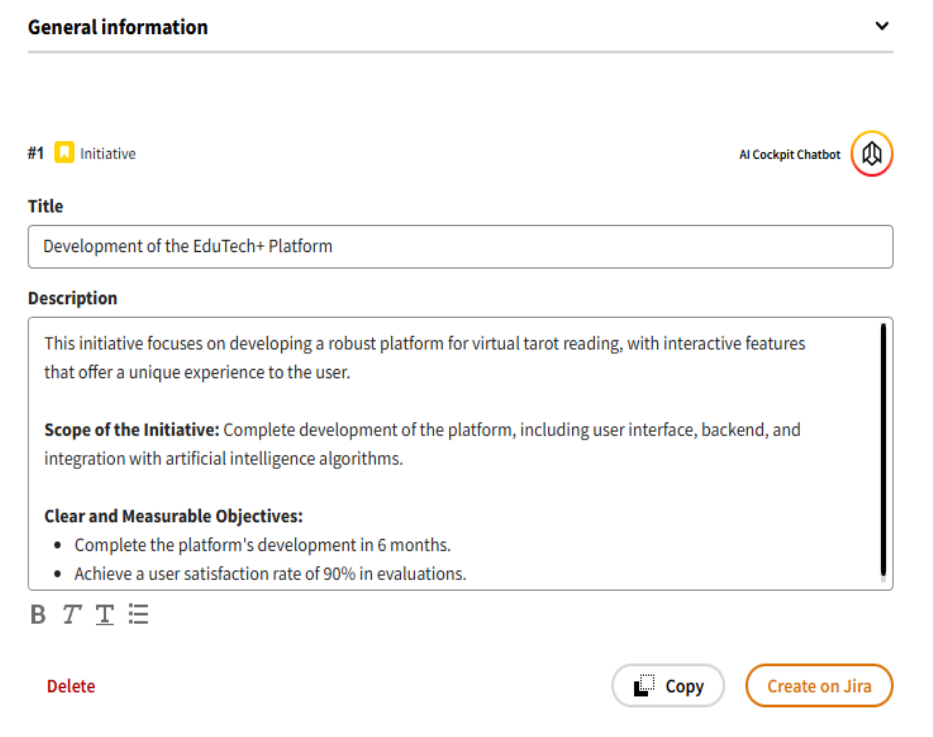 Example of an initiative generated by AI