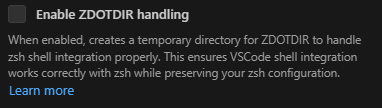 Enable ZDOTDIR handling checkbox