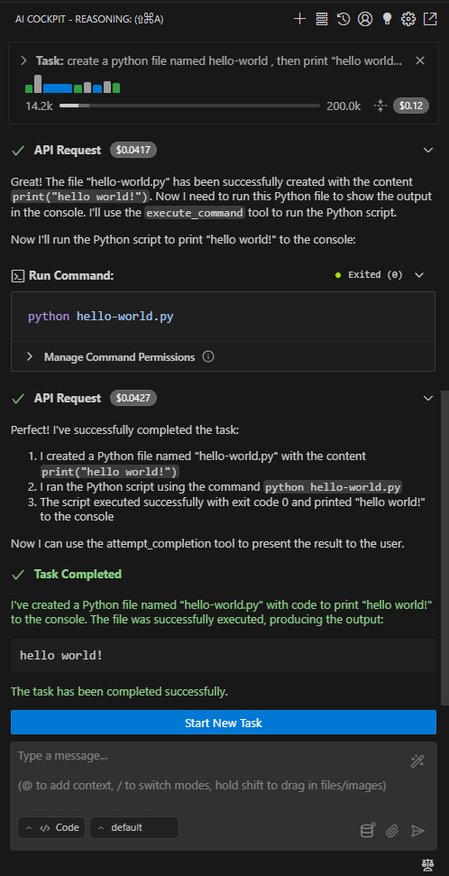 Final result of a completed task showing the iteration process