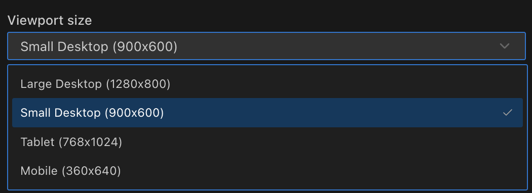 Configuração do tamanho da viewport