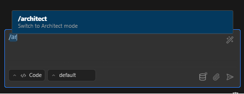 Usando comandos de barra para alternar os modos