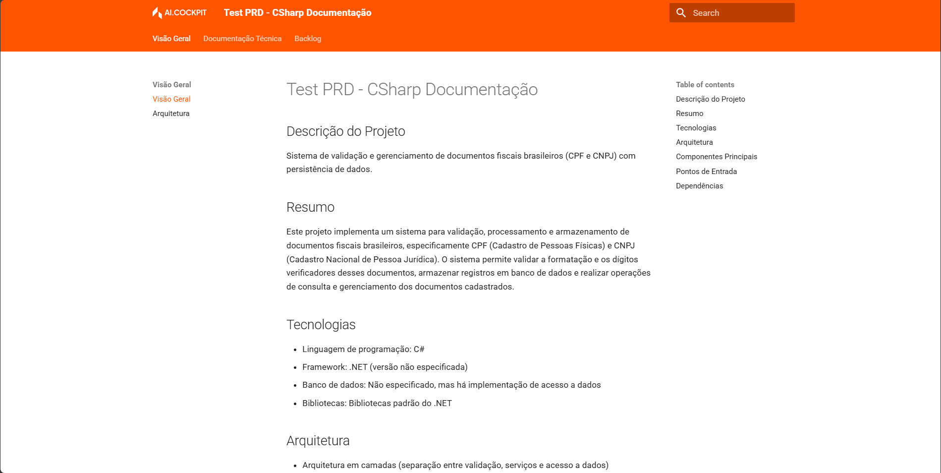 Final documentation rendered in a web browser